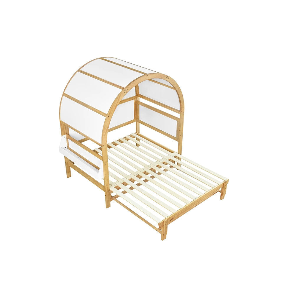 Letto a scomparsa-Xylo-140x200cm banchina tetto arrotondato pino+MDF