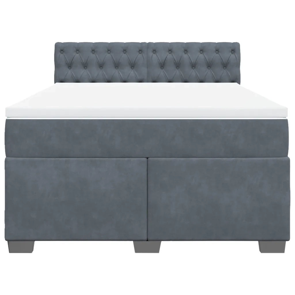 Giroletto a Molle con Materasso Grigio Scuro 160x200 cm Velluto