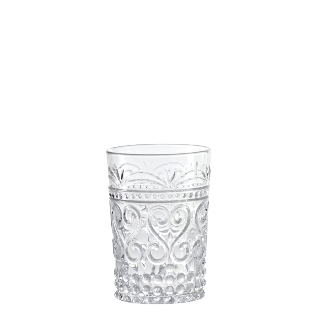 Zafferano Set 6 Bicchieri Provenzale Tumbler in Vetro Trasparente, design artigianale con decoro a rilievo ispirato alla tradizione provenzale