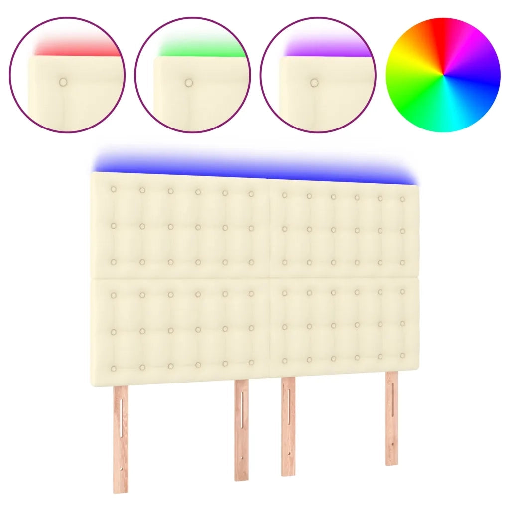 Testiera a LED Crema 144x5x118/128 cm in Similpelle cod mxl 49904
