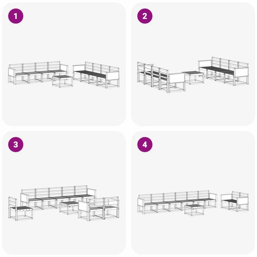 Set di divani da esterno 7 pcs Naturale