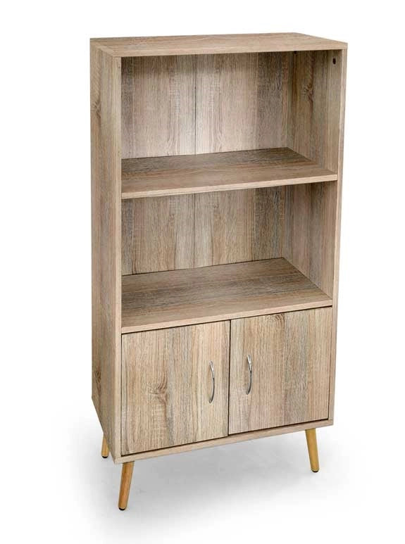 MOBILE DA ARREDO ALTO CON ANTE E 2 RIPIANI APERTI 60X30X115CM COLORE ROVERE