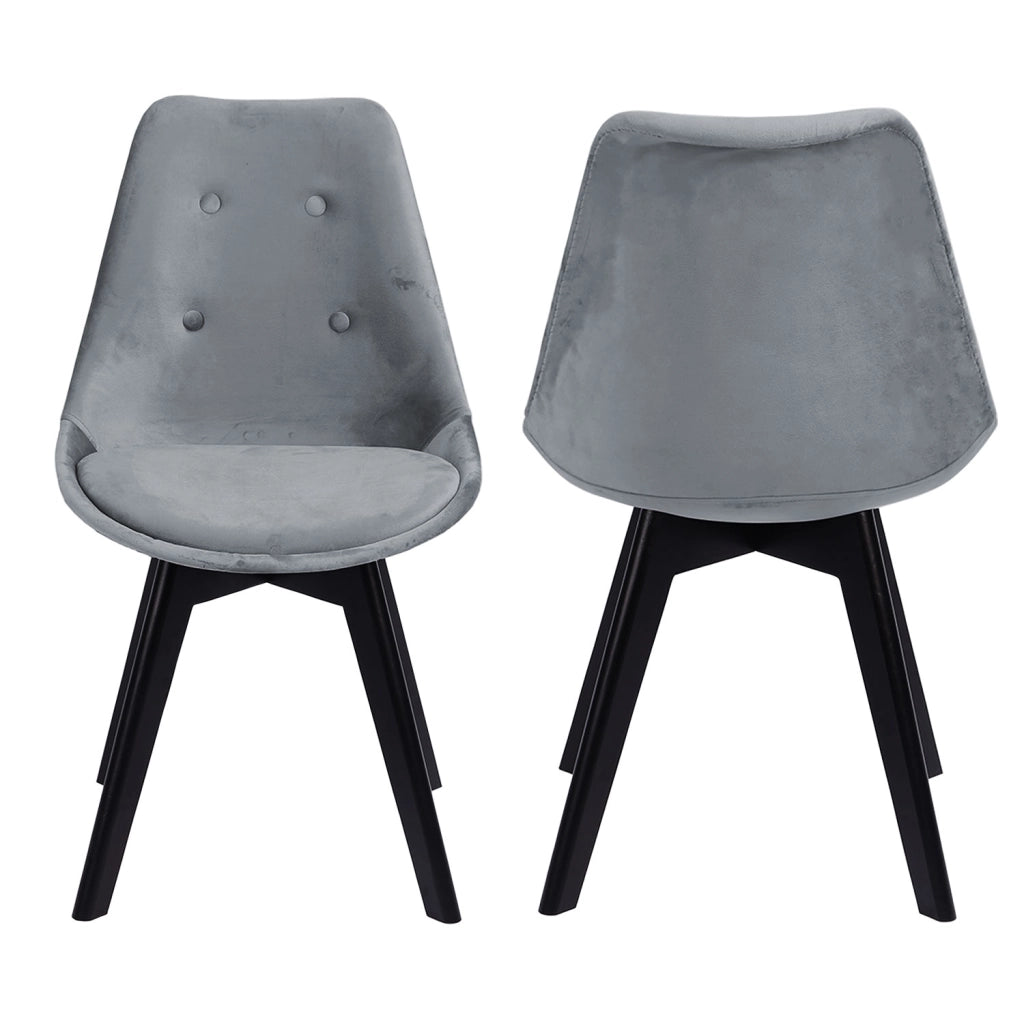 Set di 2 sedie in velluto grigio NORA con cuscino