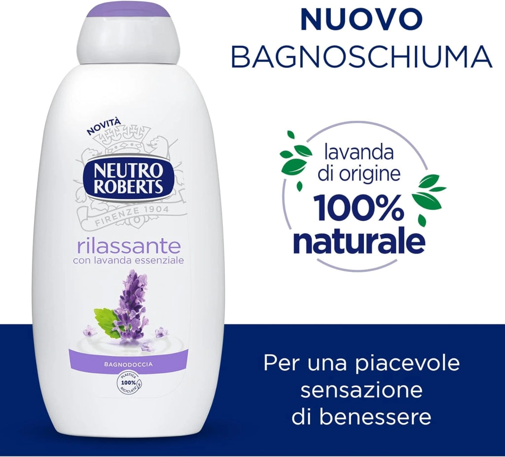NEUTRO ROBERTS BAGNOSCHIUMA DERMAZERO 4 FLACONI DA 600 ML RILASSANTE LAVANDA
