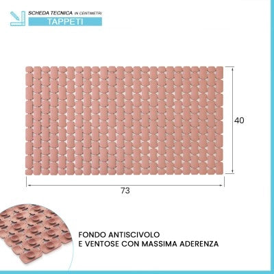 Tappetino antiscivolo doccia rosa 40x73 cm in plastica Spring