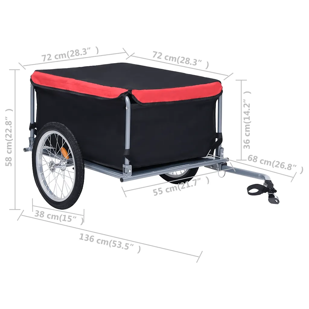 Rimorchio da Bici Nero e Rosso 65 kg CFW3697882