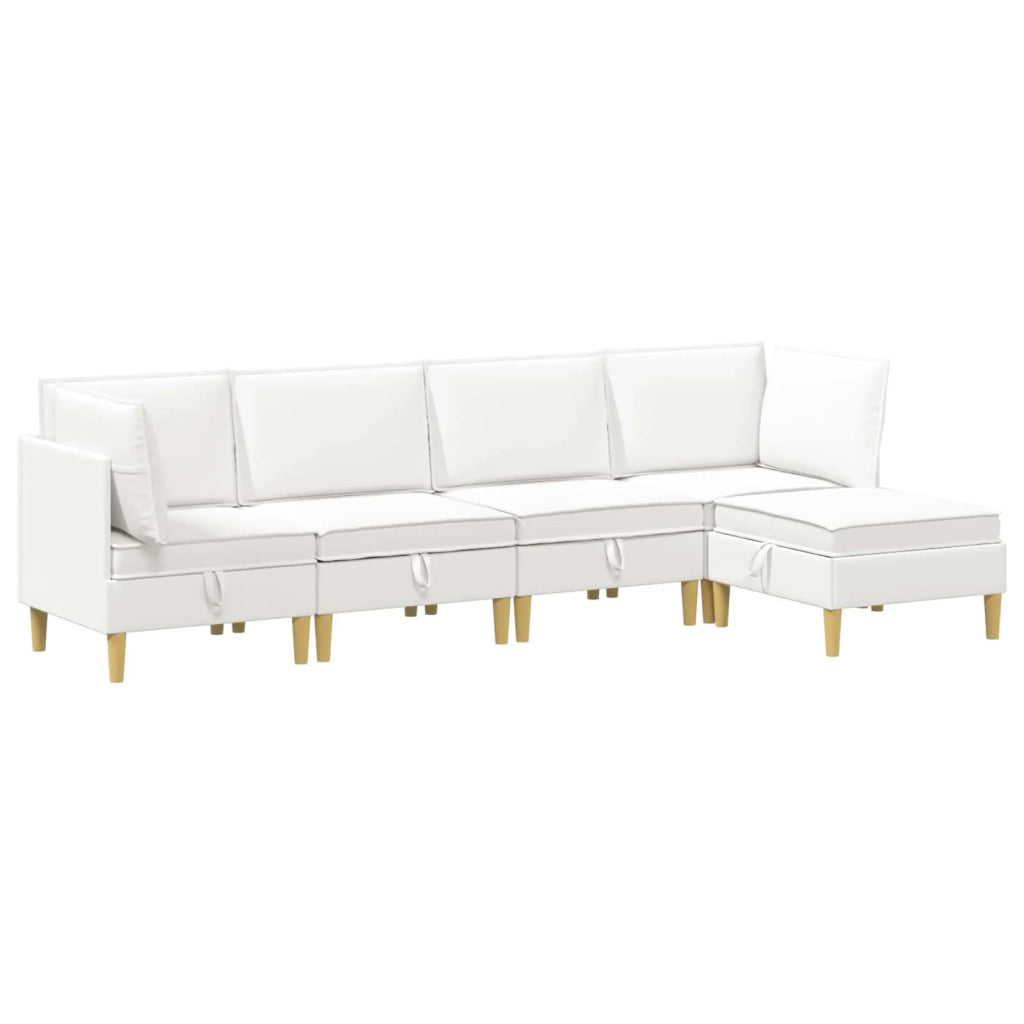 Set di divani modulari con spazio di archiviazione 5 pcs Bianco