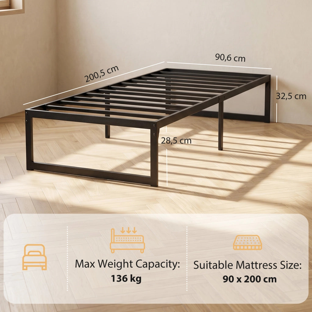 Letto Singolo Contenitore in Metallo ¨C Minimal ¨C Nero 90x200 cm