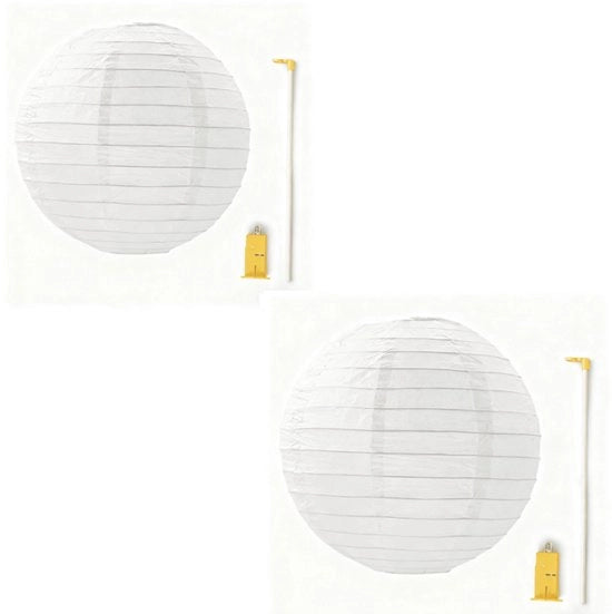 Set di lanterne - 2 x Lanterne di carta bianca (25 cm) - con 2 fiammiferi e 2 maniglie, adatto per DIY e decorazione del Carnevale.
