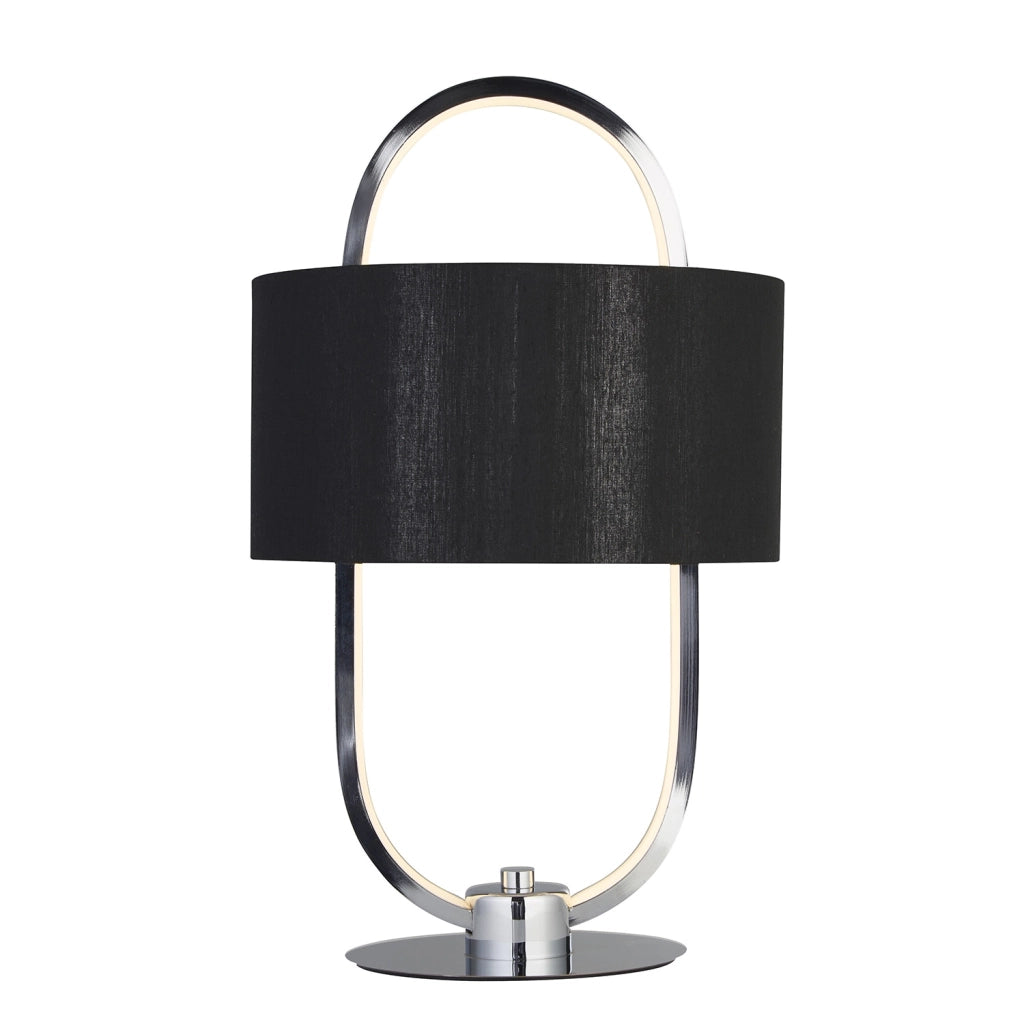 Lampada Scrivania Contemporanea Madrid Acciaio Cromo Tessuto Nero Led 10W 3000K