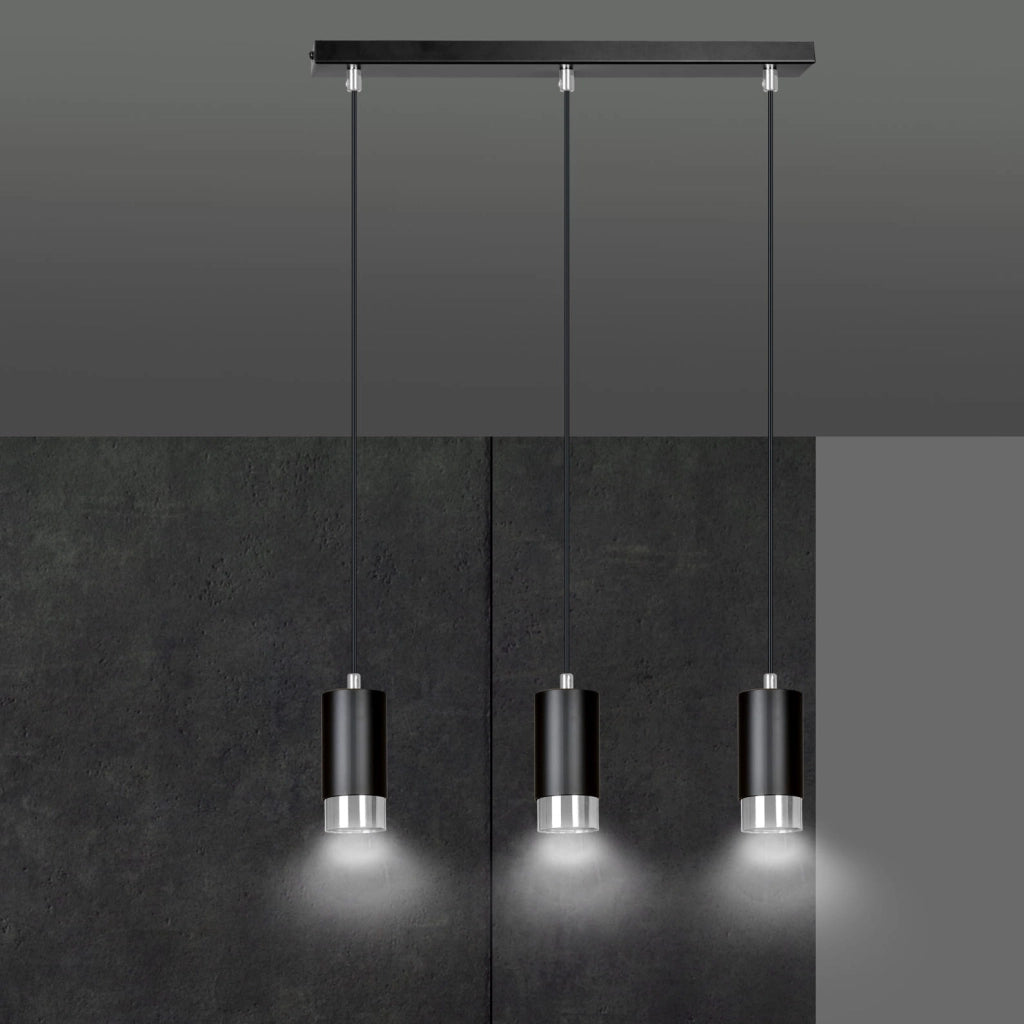 Lampadario Emibig Fumiko 3 luci GU10 nero/cromo dimmerabile