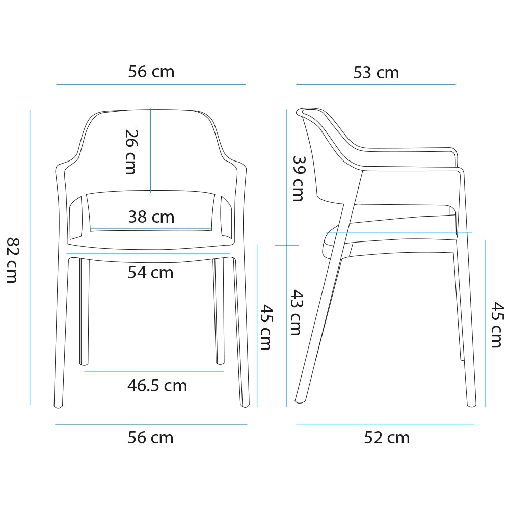 Set 4 Sedie Ergonomiche in Polipropilene Nero con Schienale e Seduta Forati