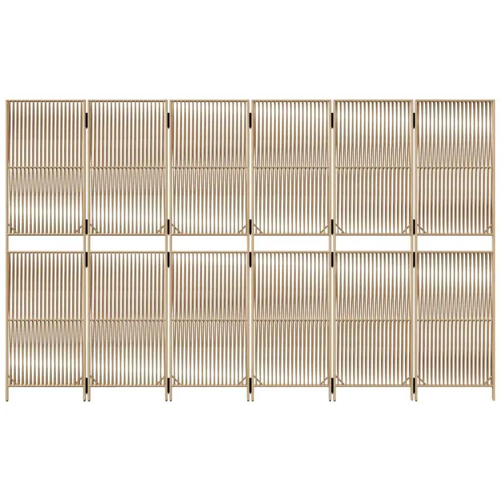 Divisorio per Ambienti a 6 Pannelli Beige in Polyrattan 365387