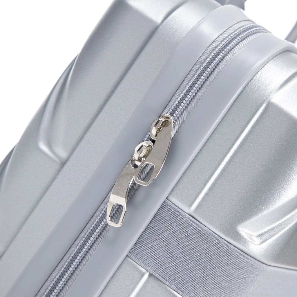 Set di valigie rigide in ABS con lucchetto a combinazione, ruote piroettanti 360°, manico telescopico silver 37 × 21 × 55 cm