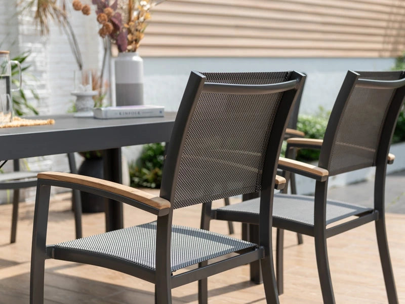 Essence - sedia da giardino - ALU con braccioli in teak