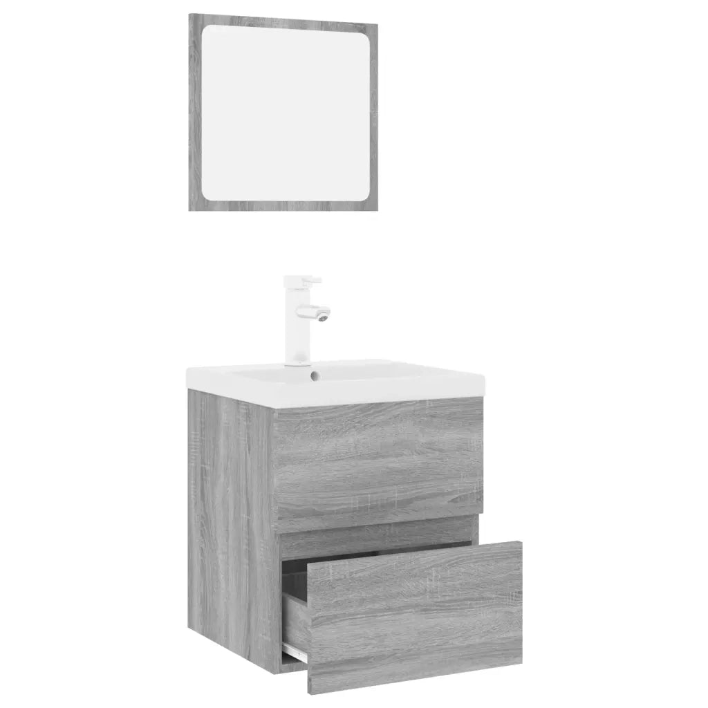 Set di Mobili da Bagno Grigio Sonoma in Legno Multistrato 3152865