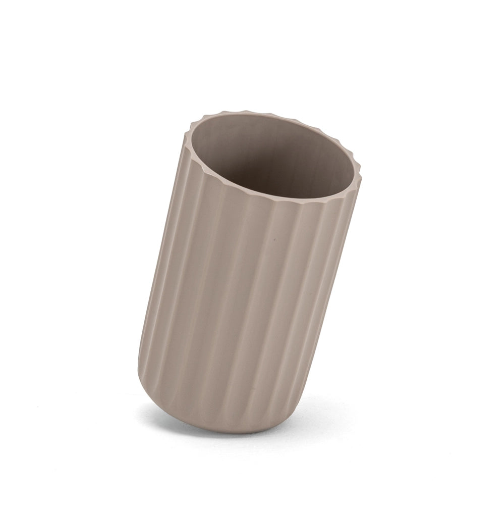 Set accessori bagno da 3 pezzi in gomma termoplastica tortora - Gummy