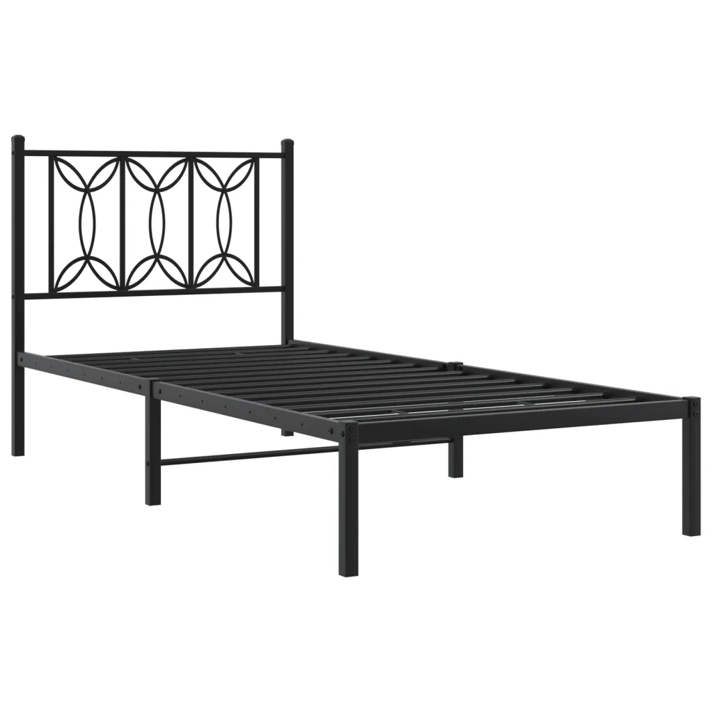 Giroletto con Testiera in Metallo Nero 80x200 cm