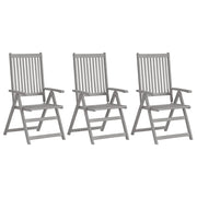 Sedie da Giardino Reclinabili 3 pz con Cuscini Massello Acacia 3064729