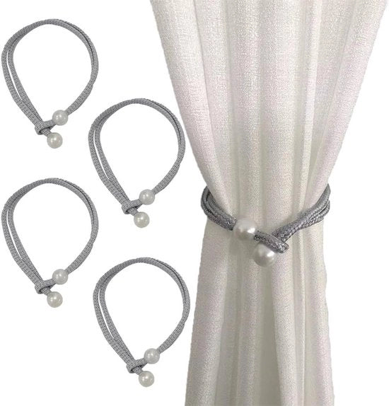 Maniglioni per tende a maglia con perle a mano - Set da 4 - Stile europeo moderno per la decorazione delle finestre in casa e in ufficio