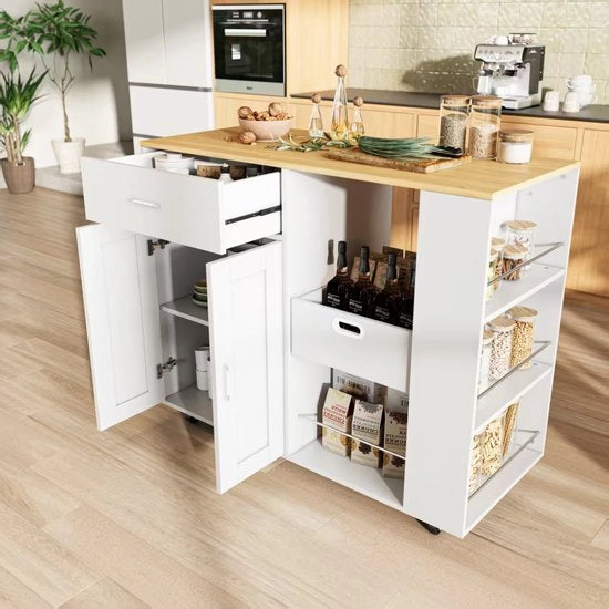 Cucina - Mobili in Legno Massello - 4 Ruote - 3 Cassetti - Lavello