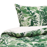 Set copripiumino e federa in misto cotone verde e bianco 155 x 220 cm con stampa a foglie moderna Boho camera da letto