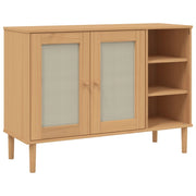 Buffet credenza cassettiera armadio mobile contenitore organizer per cucina soggiorno effetto rattan 112 x 40 x 80 cm legno di pino massiccio marrone 02_0036229