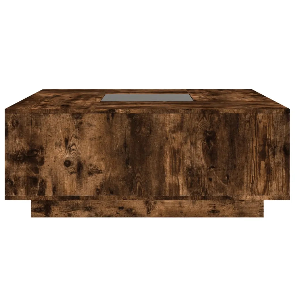 Tavolino da Salotto con LED Infinity Rovere Fumo 100x100x40 cm