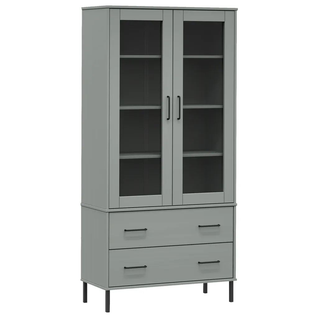 Libreria Gambe Metallo Grigio 85x35x172,5cm Legno Massello OSLO 350992