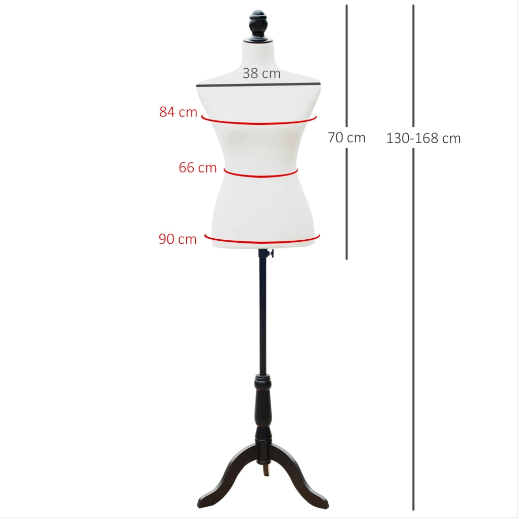 Manichino Donna Regolabile 130-168 cm ¨C Xylo ¨C Treppiede Legno con 50 Spilli Colorati Bianco