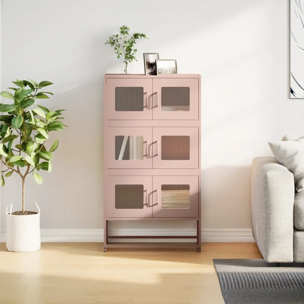vidaXL Credenza Rosa 68x39x123 cm in Acciaio