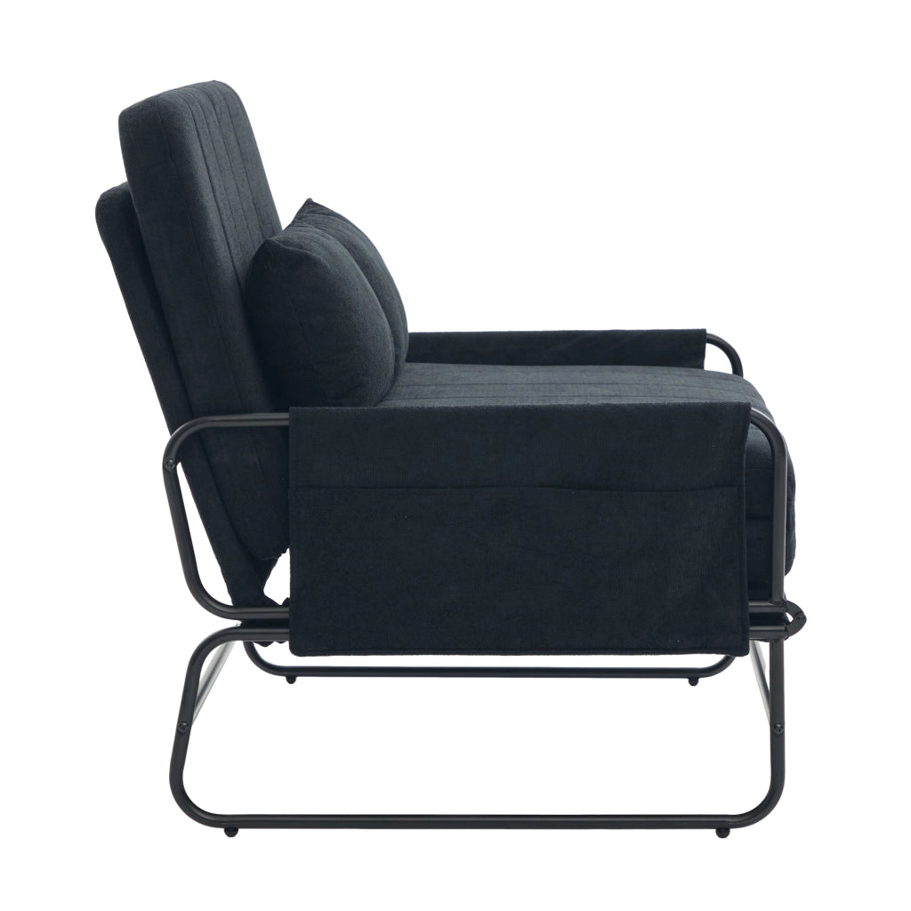 Divano letto 2 posti ¨C Minimal ¨C nero tessuto metallo con contenitore