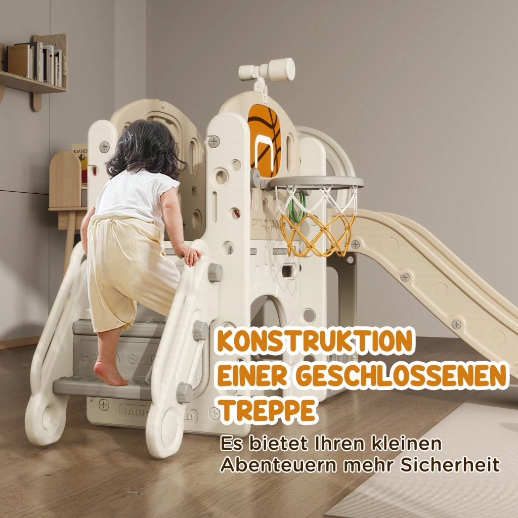 Casetta per bambini con scivolo e tunnel ¨C zephmum ¨C 186x153x111 cm cremewei?