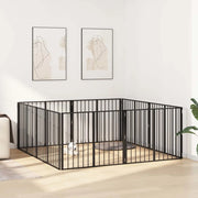 Cancello per cani 8 pcs Nero 100 x 80 cm Acciaio zincato