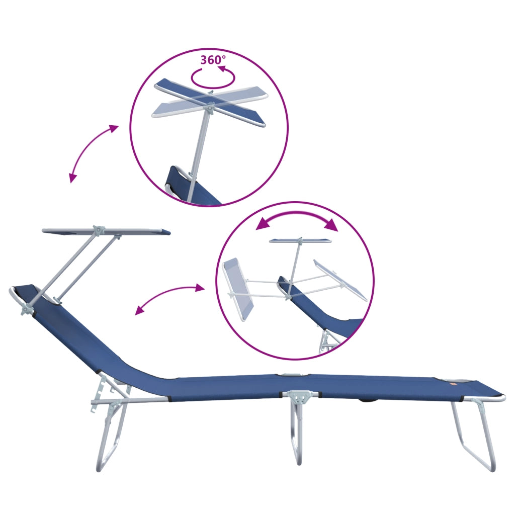 Lettini Prendisole 2 pcs con Tettuccio Blu Tessuto Oxford 600D