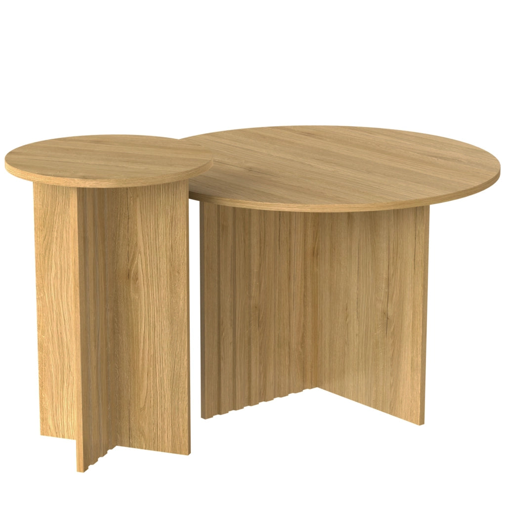 TAVOLINI NIDO Set da 2 pezzi Ø 76/40 cm MDF e PB Naturale