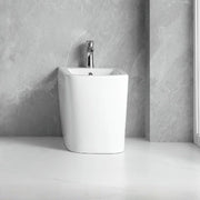Bidet a pavimento filo muro FB54D in ceramica 54x36x42H cm bianco