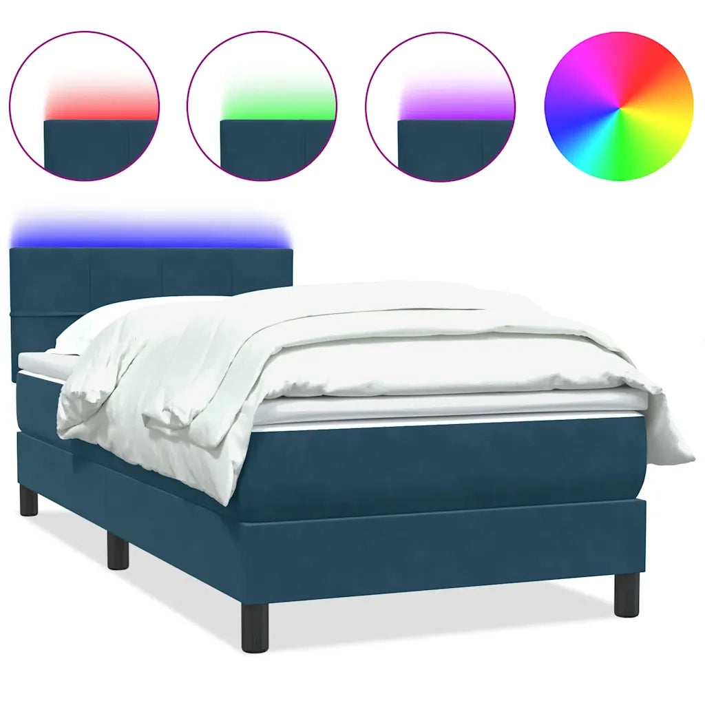 vidaXL Giroletto a Molle con Materasso Blu Scuro 80x210 cm Velluto