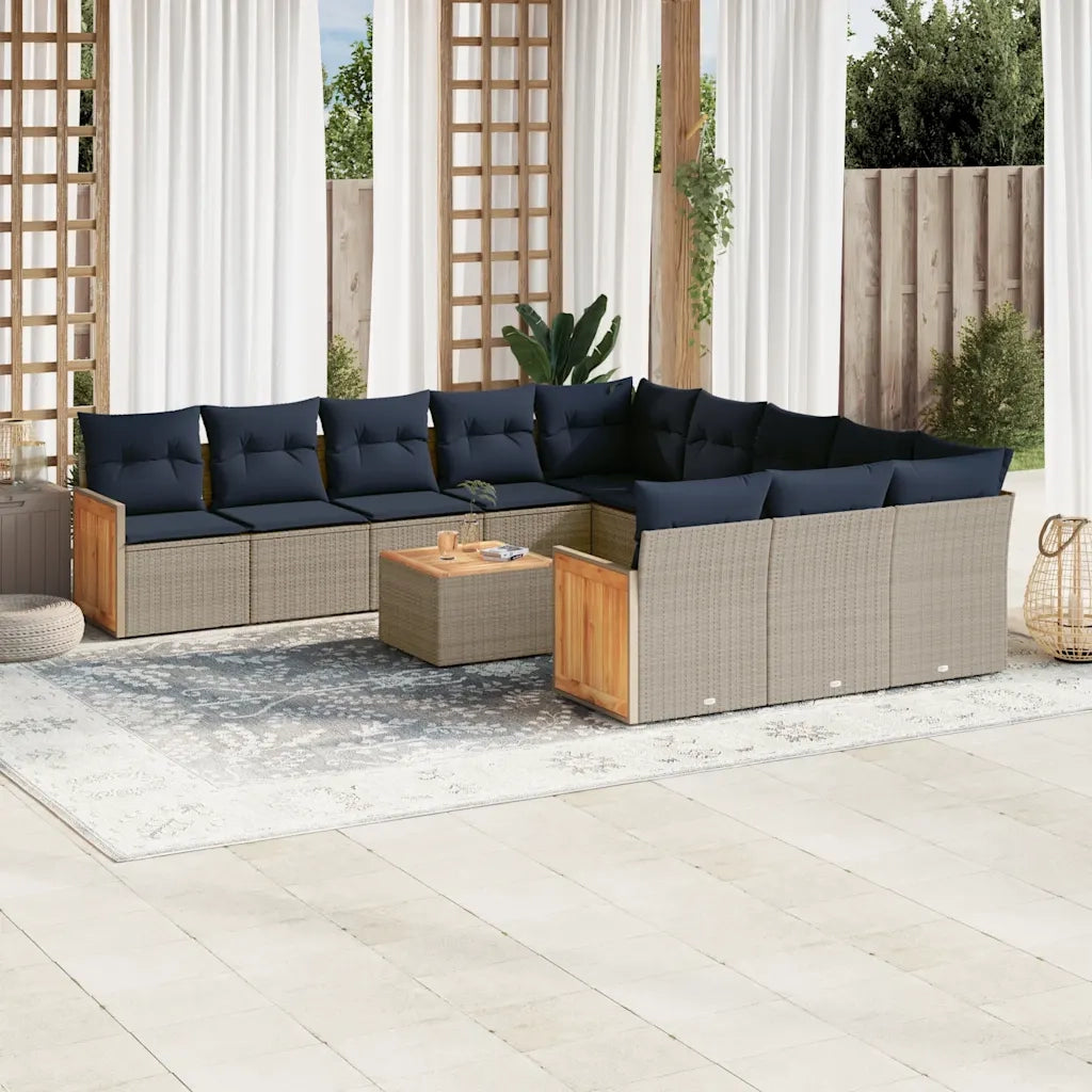 Set Divani da Giardino 12 pz con Cuscini Grigio in Polyrattan 3228119