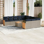 Set Divani da Giardino 12 pz con Cuscini Grigio in Polyrattan 3228119