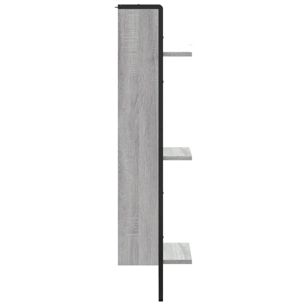 vidaXL Scaffale Parete 3 Ripiani Grigio Sonoma 30x25x100cm Multistrato