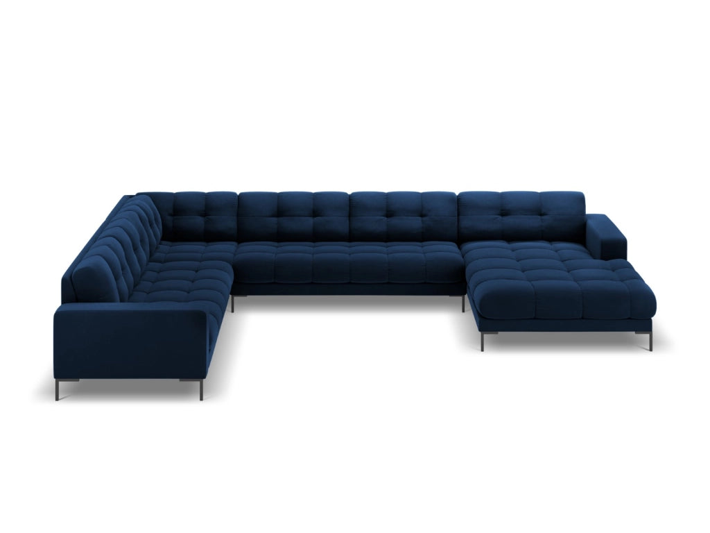 Cosmopolitan Design - Divano panoramico sinistro "Bali" 7 posti in velluto blu reale 