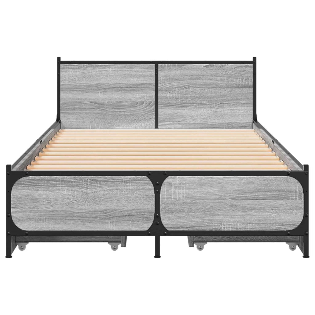 Struttura letto con testata con ruota Sonoma grigio 80 x 200 cm 3429696