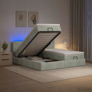 Letto Ottomano con Materasso e LED Grigio Chiaro 160 x 200 cm 3457344