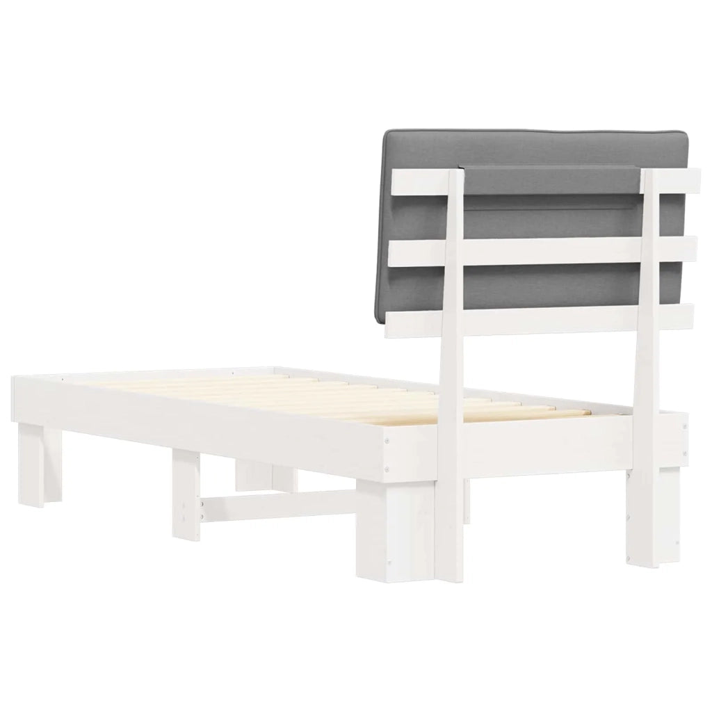 Letto con Testiera Rivestita Grigio chiaro 80 x 200 cm
