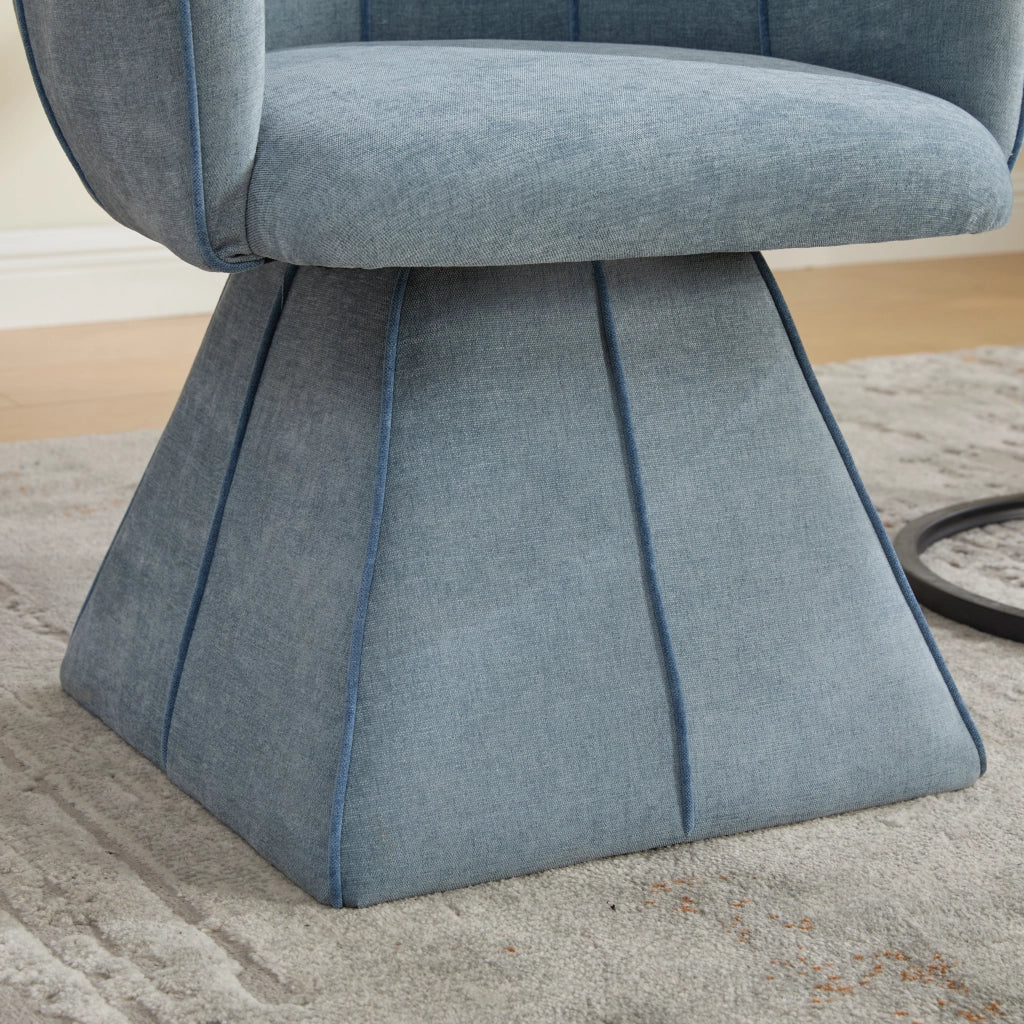 Poltrona girevole in chenille blu, seduta ergonomica con schienale alto, per camera e soggiorno