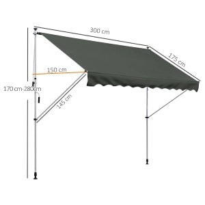 TENDA DA SOLE AUTOPORTANTE 300x150 cm Grigio in poliestere