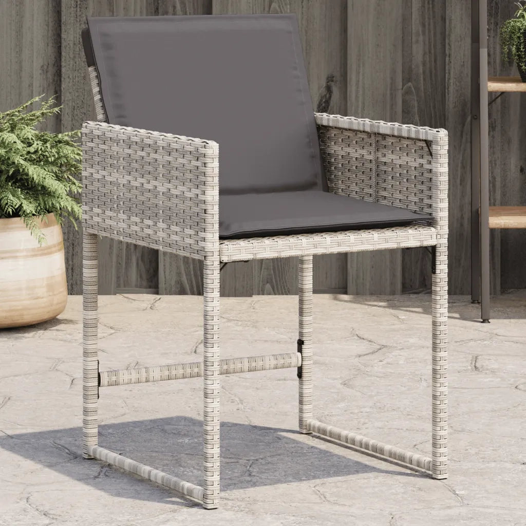 Sedie da Giardino con Cuscini 4 pz | Sedie da Esterno Grigio Chiaro in Polyrattan