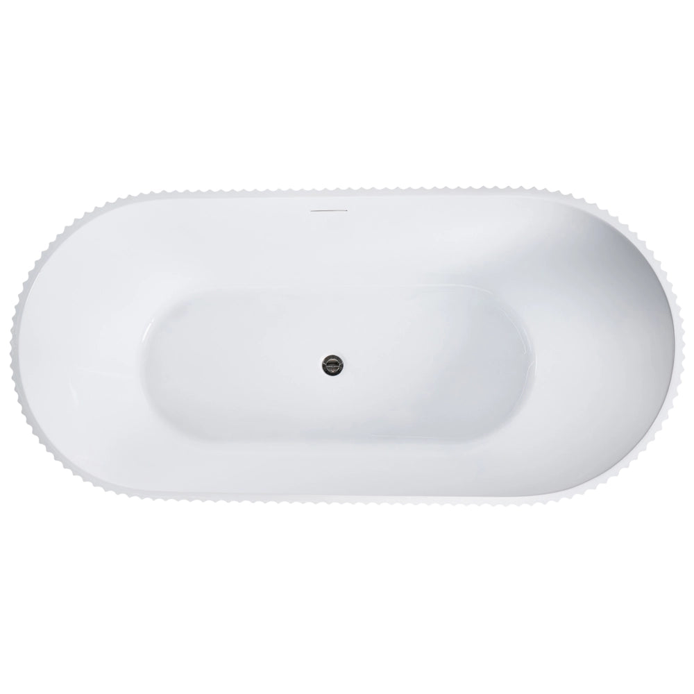 Vasca da bagno freestanding ovale in acrilico bianco opaco 170 x 80 cm Finitura scanalata Bagno in stile moderno