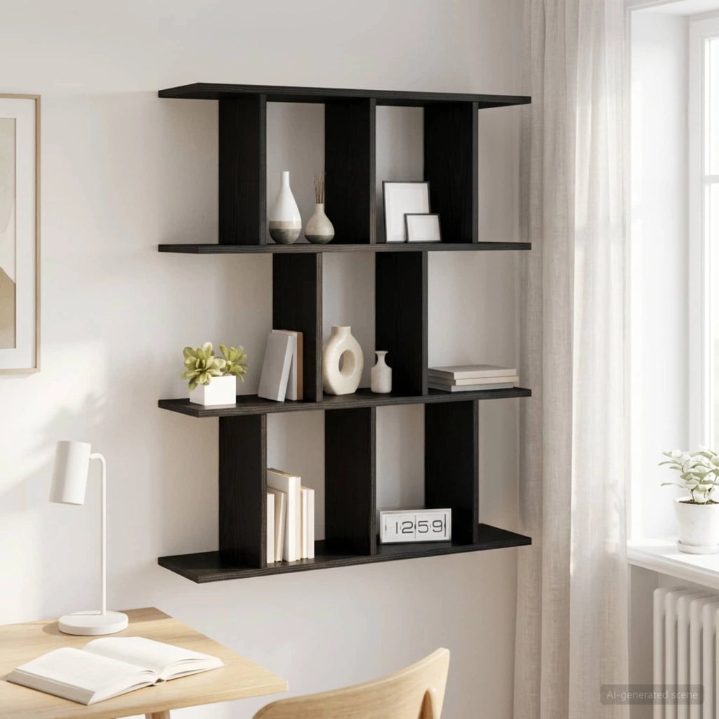 Scaffale da parete Rovere Nero 102 x 20 x 96 cm 8012213